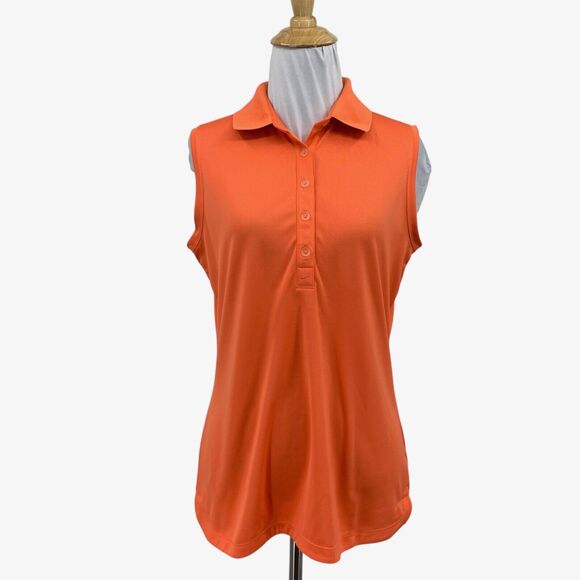 Nike Golf Shirt Womens M Medium Tangerine Tour Performance Dri Fit Collared Polo - Picture 1 of 12